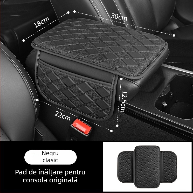 Cotieră auto din piele cu pernă de întărire și buzunar de depozitare, utilizare universală