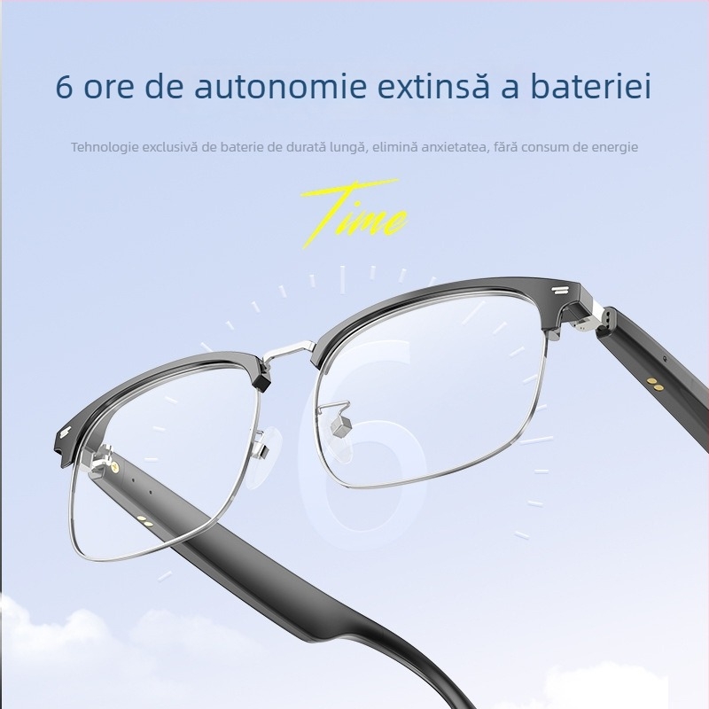 Ochelari Bluetooth cu AI, traducere în 144 de limbi, muzică și apeluri, rază de funcționare 10 m, control prin atingere, protecție UV