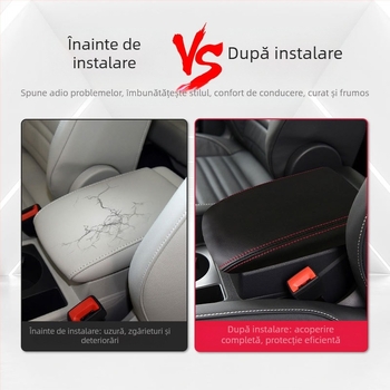 Husa pentru cutia de sub braț a automobilului pentru Volkswagen Tiguan L (2017–2021) — Microfiber Leather; compatibilă cu consola centrală