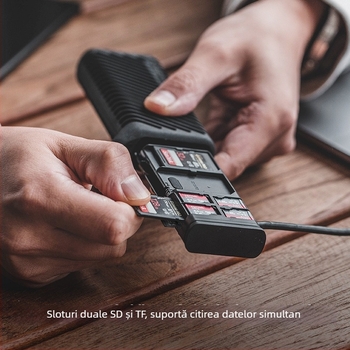 PGYTECH cititor de carduri SD/TF, citire și scriere rapide, model P-GM-163, materiale: aliaj de aluminiu, ABS, gel de silice, greutate 133 g, accesoriu pentru fotografie cu drone