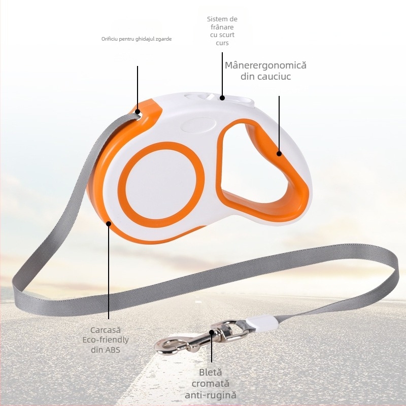 Lesă pentru câini din ABS, telescopic, curea de tracțiune pentru animale de companie, cutie cu 100 bucăți