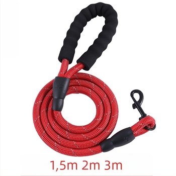 Lesă de câini cu mâner din spumă reflectorizantă, neextensibilă, design tip frânghie — Material: Altul; Categorie produs: Lesă pentru câini; Categorie: Lanț/șnur pentru animale de companie