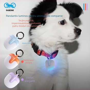 Lumină LED cu două fețe pentru plimbarea câinelui, 360°, reîncărcabilă, atârnată