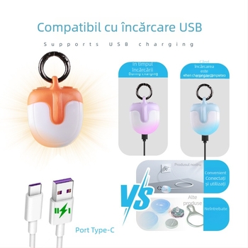 Lumină LED cu două fețe pentru plimbarea câinelui, 360°, reîncărcabilă, atârnată