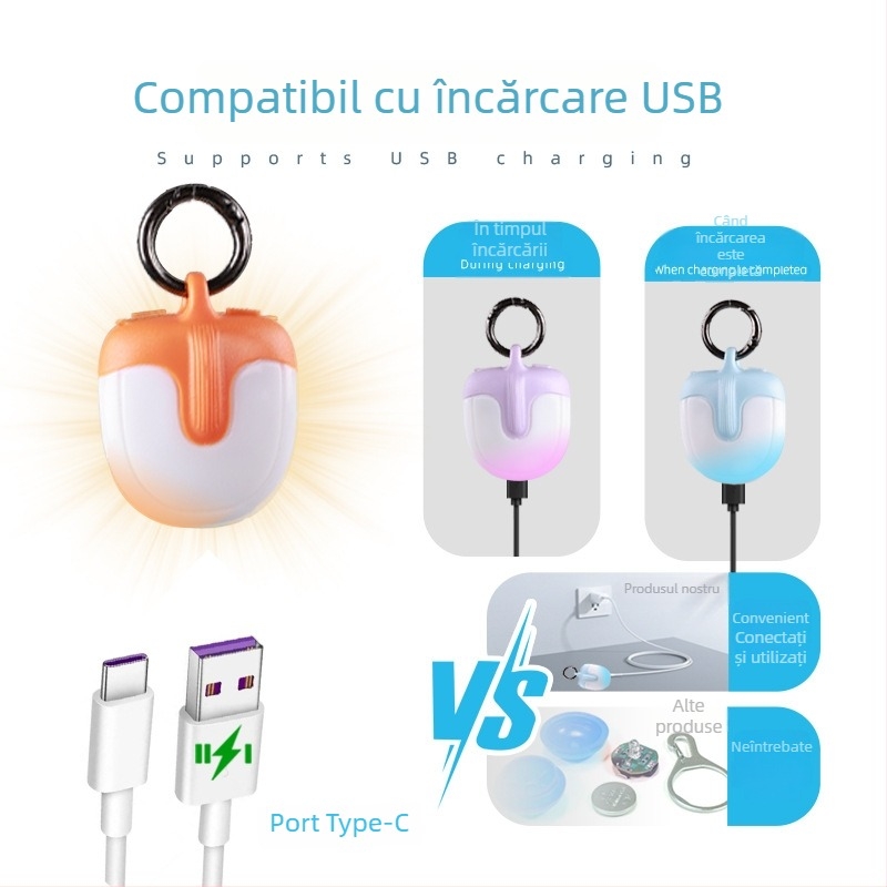 Lumină LED cu două fețe pentru plimbarea câinelui, 360°, reîncărcabilă, atârnată