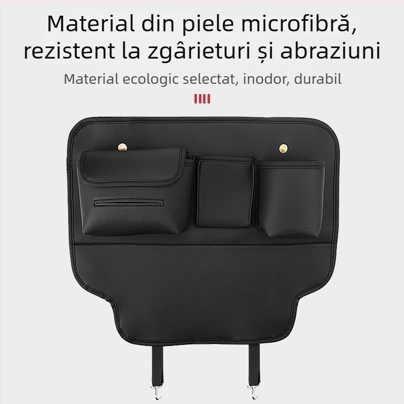 Organizator pentru spatele scaunului auto – All-Season, textură piele Nappa, montat în mașină, protecție împotriva murdăriei și a loviturilor cu piciorul