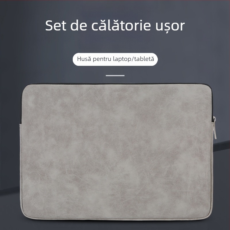 Geantă subțire pentru laptop și tabletă cu amortizare tip airbag, piele PU, impermeabilă, fermoar, mâner moale, logo personalizat