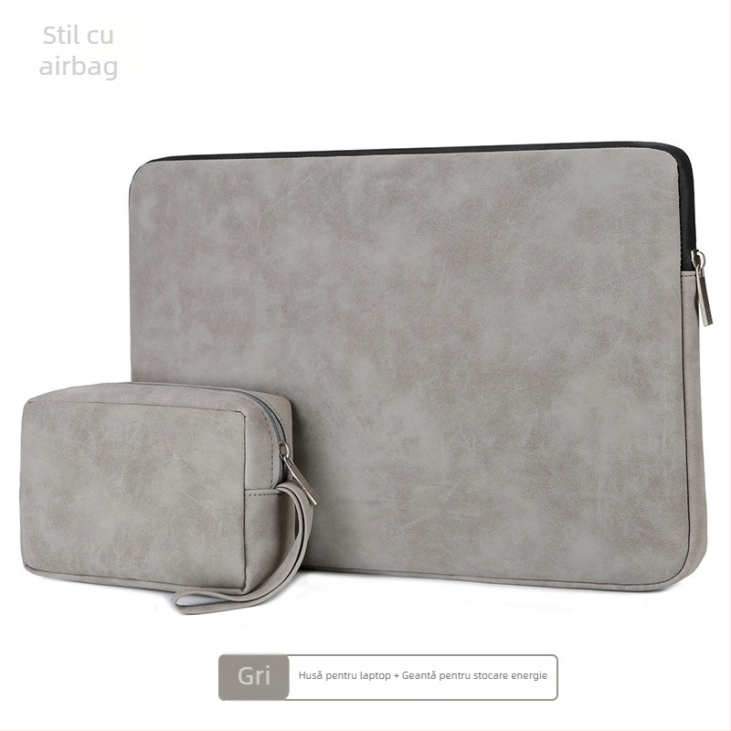 Geantă subțire pentru laptop și tabletă cu amortizare tip airbag, piele PU, impermeabilă, fermoar, mâner moale, logo personalizat