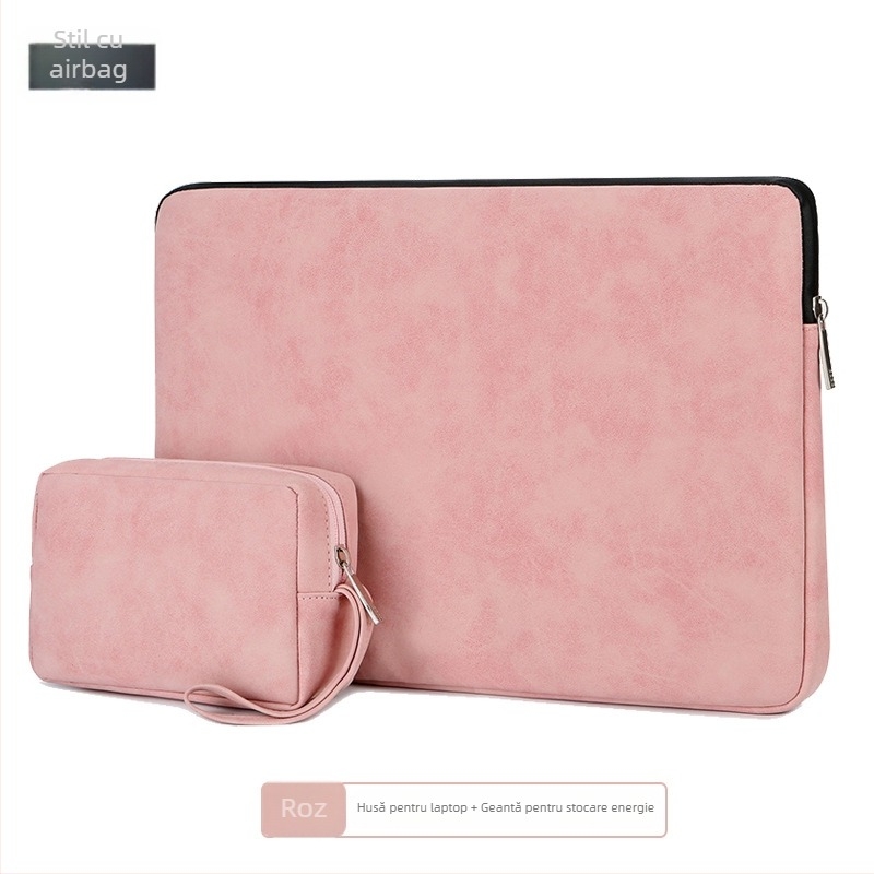 Geantă subțire pentru laptop și tabletă cu amortizare tip airbag, piele PU, impermeabilă, fermoar, mâner moale, logo personalizat