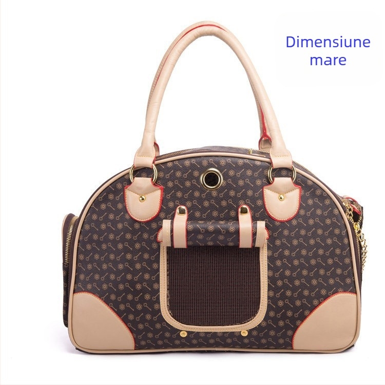 Geantă de călătorie pentru animale de companie, anti-strângere, pentru câini și pisici, material PU, capacitate 8 kg, duritate medie