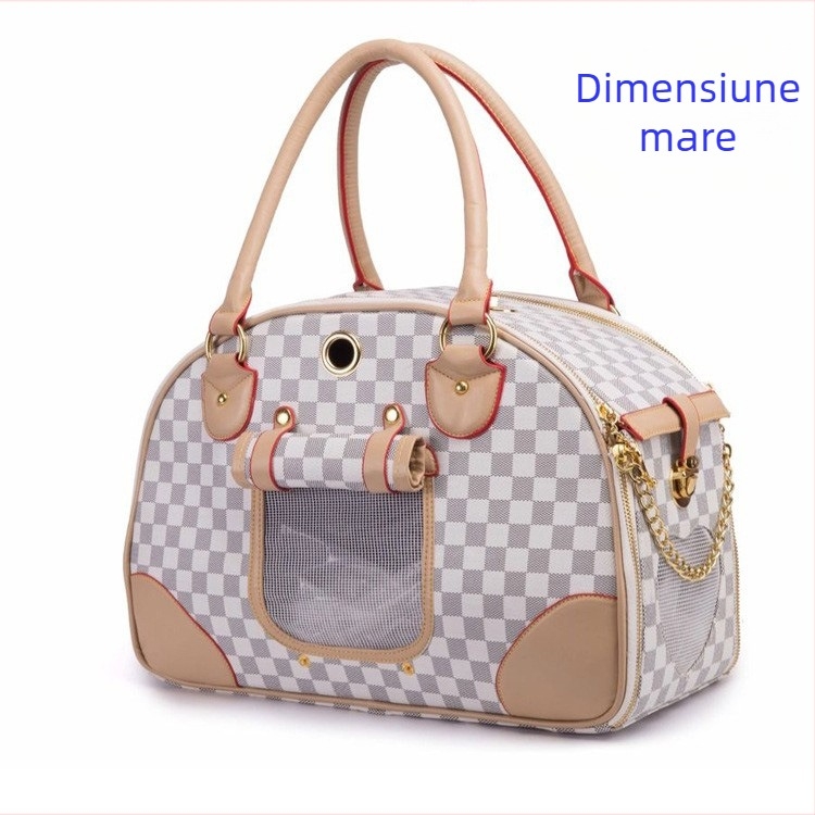 Geantă de călătorie pentru animale de companie, anti-strângere, pentru câini și pisici, material PU, capacitate 8 kg, duritate medie