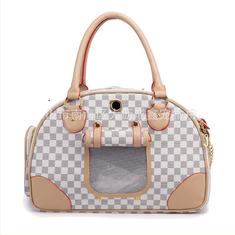 Geantă de călătorie pentru animale de companie, anti-strângere, pentru câini și pisici, material PU, capacitate 8 kg, duritate medie