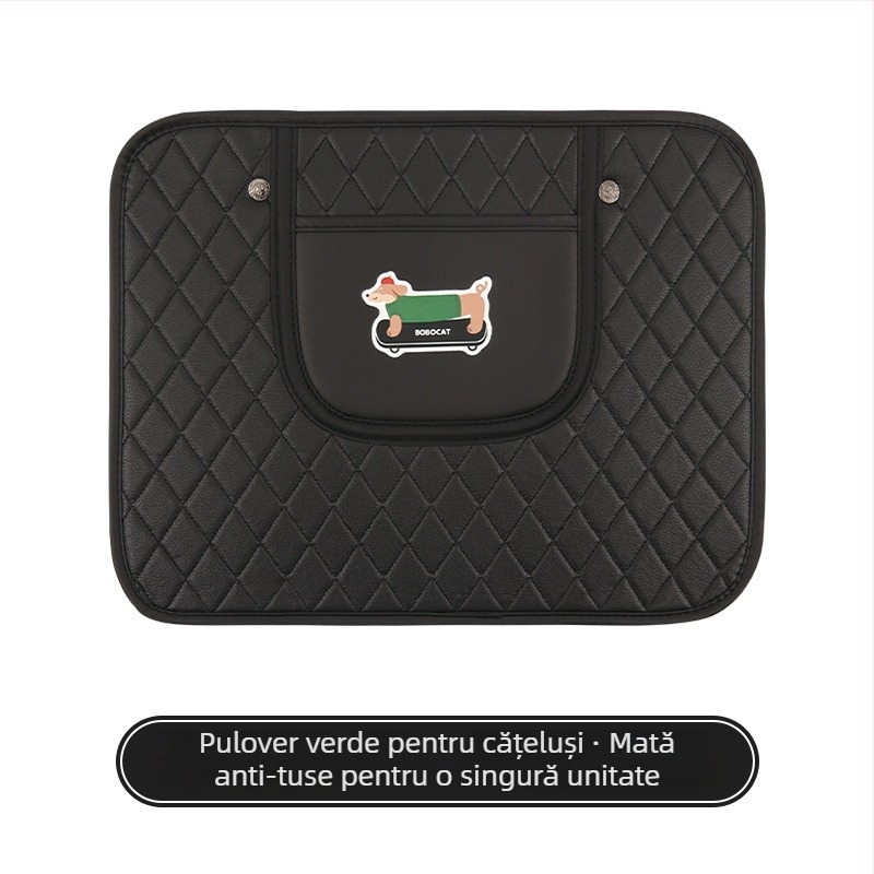 Protecție pentru spătarul scaunului din spate al mașinii, cu design dachshund – pentru toate anotimpurile, material PU, umplere burete, marca Cow mom craft