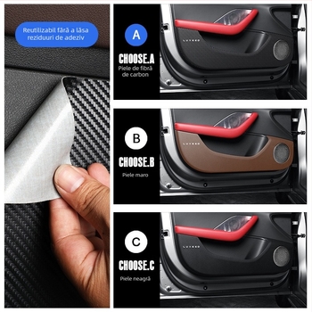 SNBLO Protecție pentru praguri auto din piele – inserție din piele pentru interior