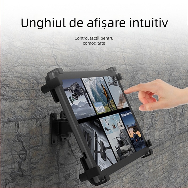 Suport pentru tabletă din aliaj de aluminiu, montat pe perete, anti-furt, rotativ, pentru iPad și dispozitive Apple (AT100)