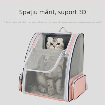 Rucsac pentru animale de companie pentru pisici și câini, design capsulă spațială, interior spațios, material: Dragon Dance țesătură + plasă anti-prindere, rigiditate medie