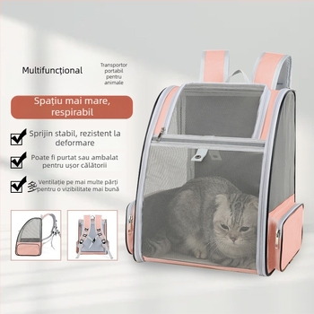 Rucsac pentru animale de companie pentru pisici și câini, design capsulă spațială, interior spațios, material: Dragon Dance țesătură + plasă anti-prindere, rigiditate medie