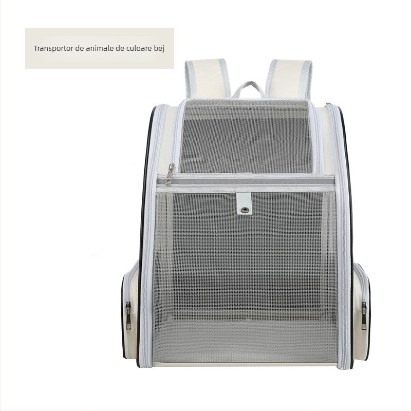 Rucsac pentru animale de companie pentru pisici și câini, design capsulă spațială, interior spațios, material: Dragon Dance țesătură + plasă anti-prindere, rigiditate medie