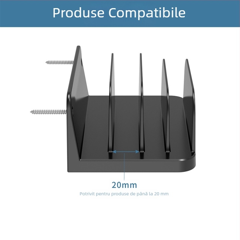 Suport de perete pentru stocare și încărcare pentru tablete și telefoane, design cu 4 sloturi, instalare cu șurub universal