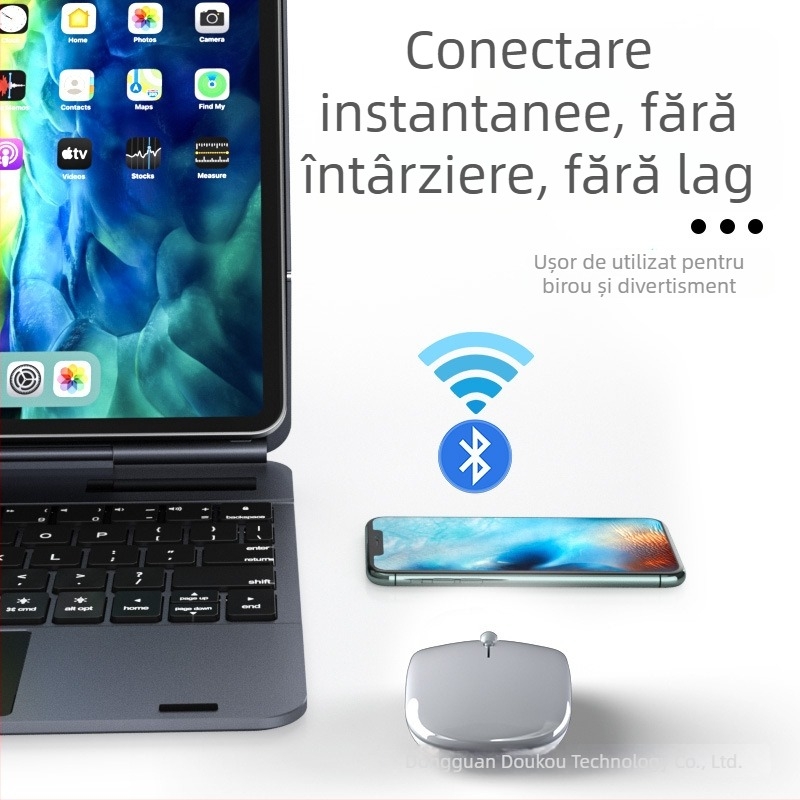Mouse Bluetooth fără fir, reîncărcabil, silențios, dual-mode 5.0 pentru Apple, Android și Windows