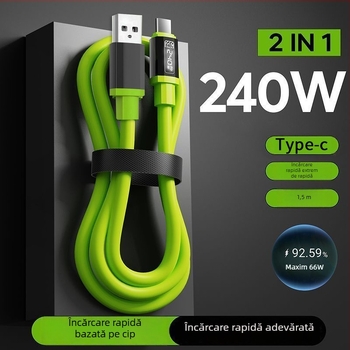 Coffee Show cablu USB Type-C — Încărcare rapidă în siguranță, 120W max, cablu împletit, conector unic