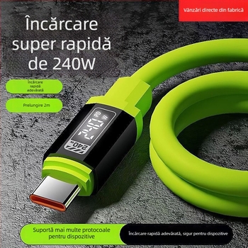 Coffee Show cablu USB Type-C — Încărcare rapidă în siguranță, 120W max, cablu împletit, conector unic