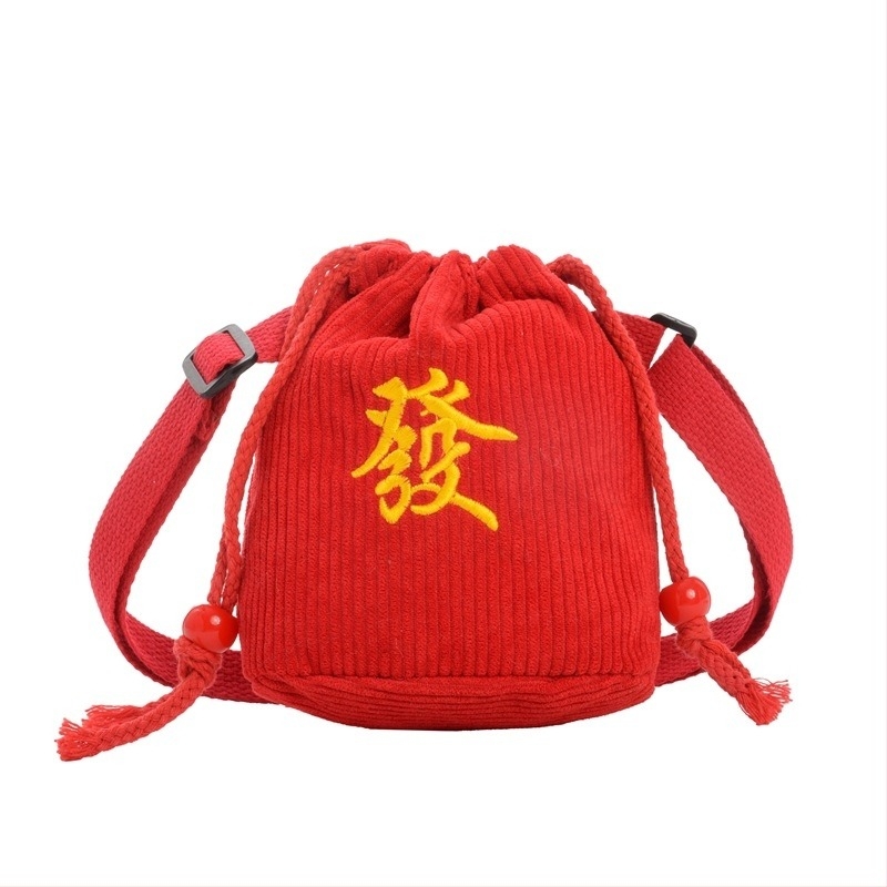 Geantă cross-body pentru copii - Portofel pentru monede, Unisex, pentru grădiniță, Design festiv de Anul Nou, Material textil