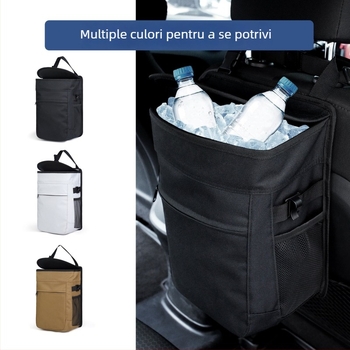 Coș de gunoi auto cu capac, husă de depozitare textilă, de tip atârnat pentru partea din spate a scaunului, impermeabil și personalizabil, volum 51