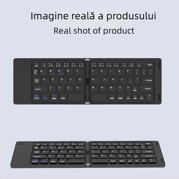 Tastatură și mouse Bluetooth pliabile – set mini portabil pentru tabletă/telefon/laptop, 1600 DPI, ergonomic, posibilitatea imprimării siglei