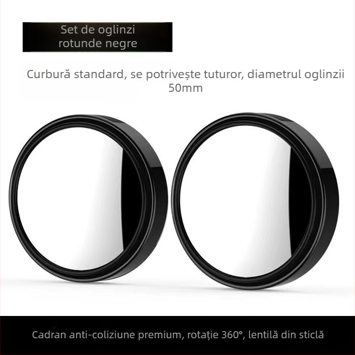 Oglindă retrovizoare auto Iron Dragon – formă rotundă, HD câmp vizual larg, oglindă pentru unghi mort, oglindă dublă 2 în 1