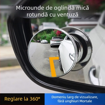 And Horse oglindă retrovizoare auto – mică oglindă rotundă auxiliară pentru unghiuri moarte, cu ventuză
