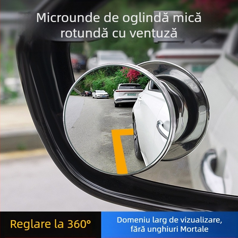 And Horse oglindă retrovizoare auto – mică oglindă rotundă auxiliară pentru unghiuri moarte, cu ventuză