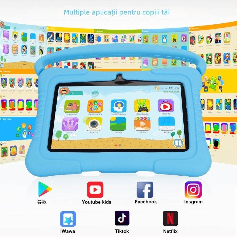 Tabletă pentru elevi Android, ARM Quad-Core 1,5GHz, 32GB Flash, ecran IPS, cameră duală