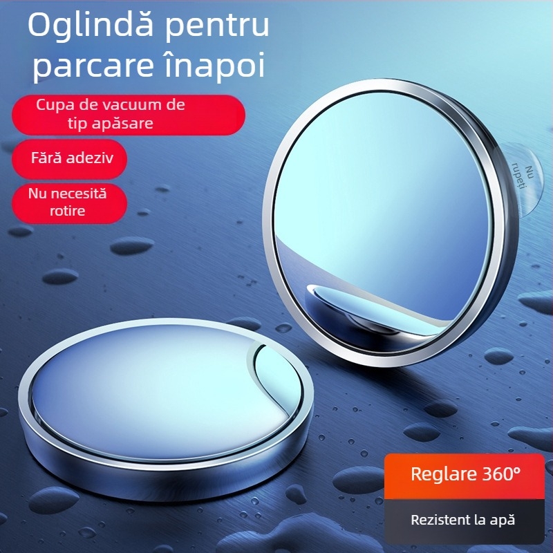 Oglindă retrovizoare circulară pentru mașină, cu ventuză, unghi larg, Ultra HD, impermeabilă