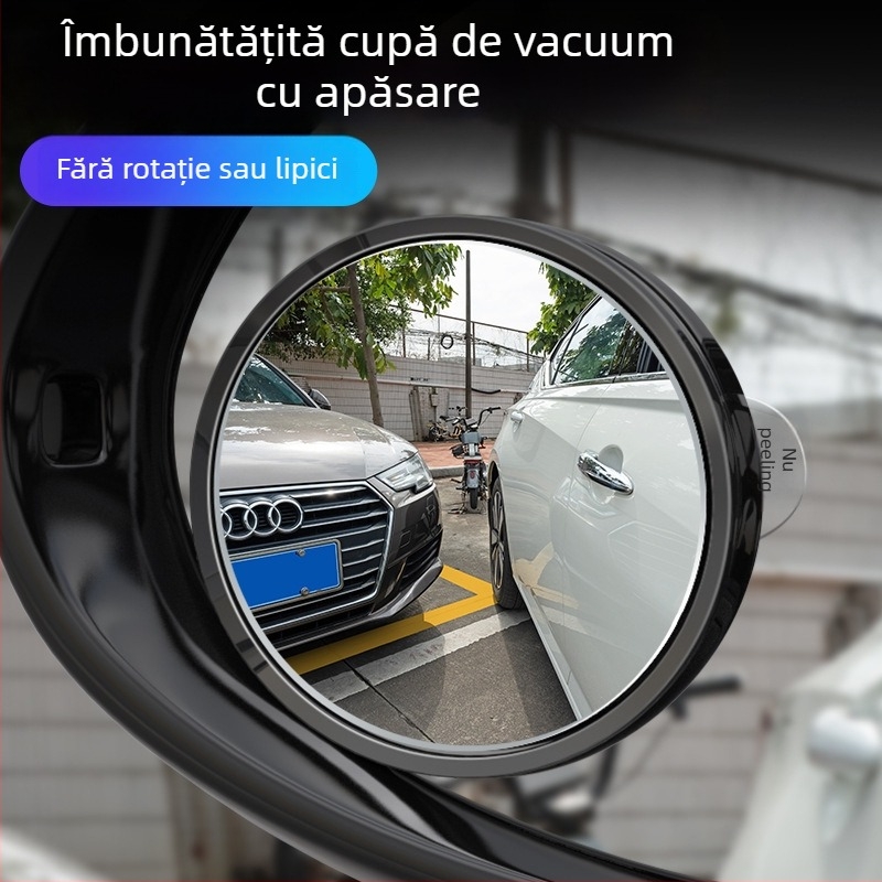 Oglindă retrovizoare circulară pentru mașină, cu ventuză, unghi larg, Ultra HD, impermeabilă