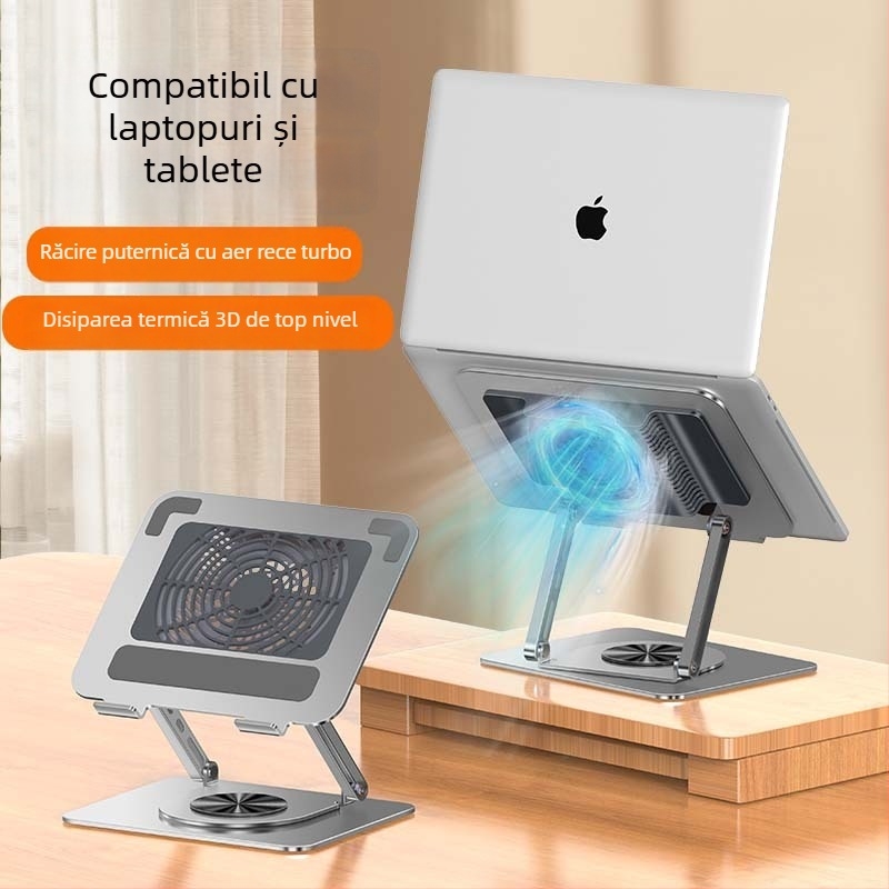 Suport rotativ pentru computer cu ventilator de răcire, din oțel carbon, model L181, 1,64 kg, rack de răcire pentru laptop