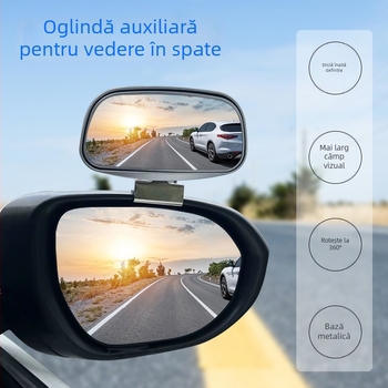 oglindă auxiliară dublu reglabilă pentru automobil, cu câmp vizual larg de 360° pentru parcare în marșarier și zone moarte