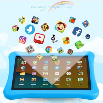 Tableta pentru copii de 10 inch cu WiFi 6, octa-core Android 14, 64 GB, control parental, husă EVA