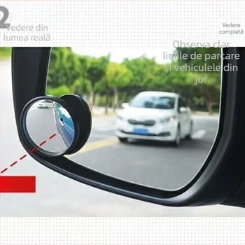 3R oglindă rotundă mică pentru unghiuri moarte ale mașinii, oglindă auxiliară de vizibilitate înapoi, reglabilă, reflexie HD