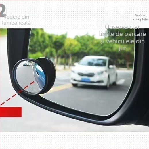 3R oglindă rotundă mică pentru unghiuri moarte ale mașinii, oglindă auxiliară de vizibilitate înapoi, reglabilă, reflexie HD