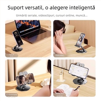 Suport de masă din metal pentru telefon și tabletă, portabil, rotativ și pliabil
