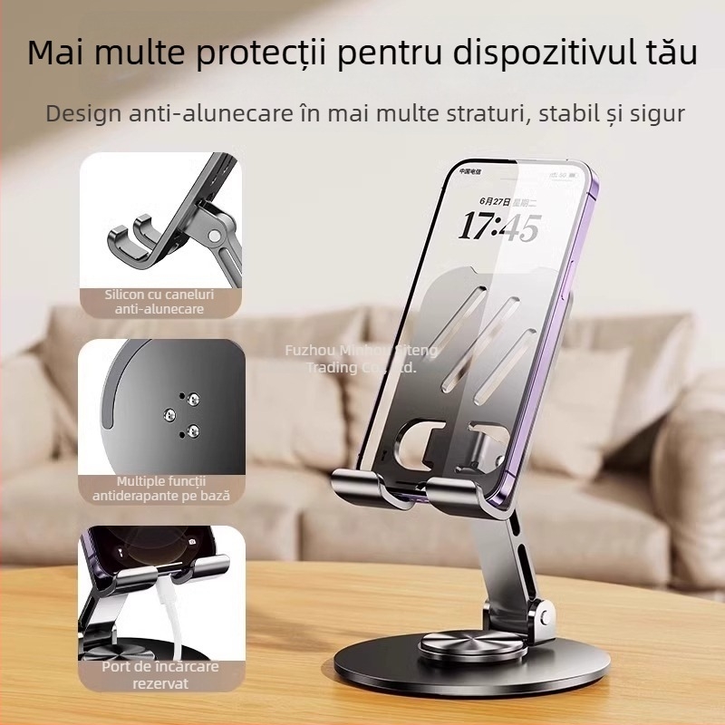 Suport de masă din metal pentru telefon și tabletă, portabil, rotativ și pliabil