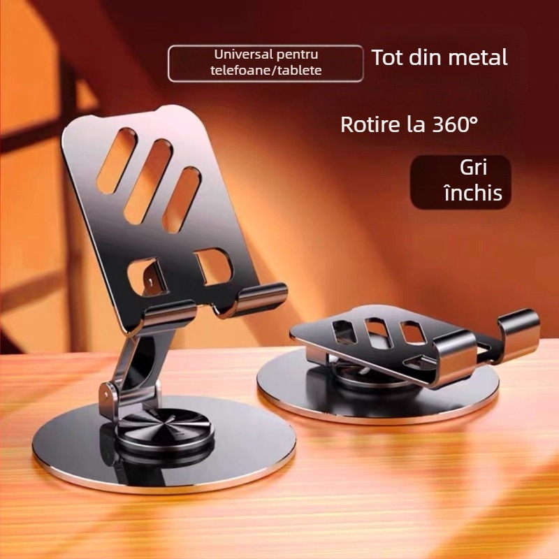 Suport de masă din metal pentru telefon și tabletă, portabil, rotativ și pliabil