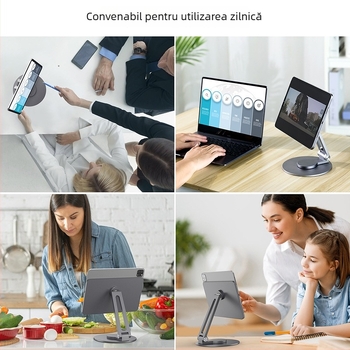 Suport magnetic rotativ pentru iPad, rotire la 360°, din aliaj de aluminiu