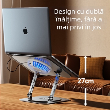 Suport Nuoxi pentru laptop, pliere rotativ, din aliaj de aluminiu cu silicon, model F3 — disipare căldură și suport reglabil, pentru laptopuri, tablete și telefoane