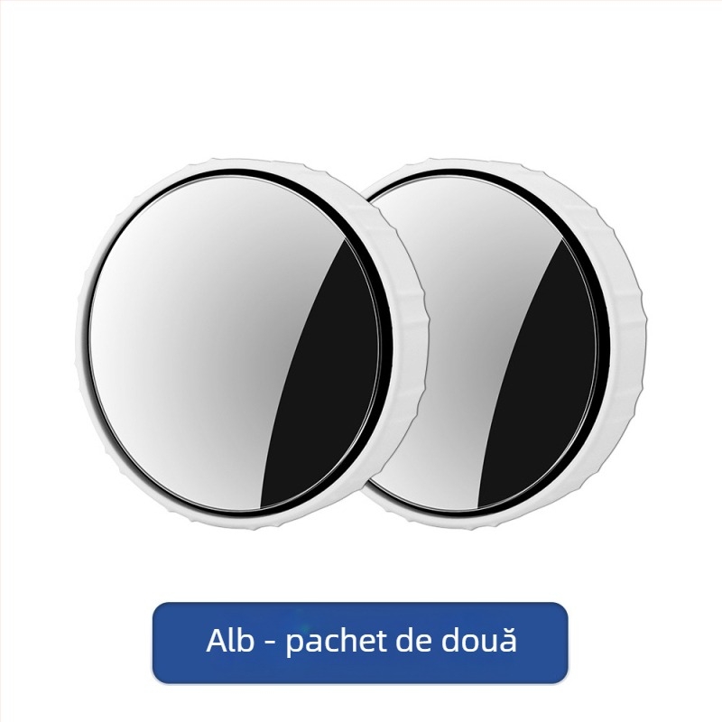 Oglindă retrovizoare auto, mică, rotundă, oglindă auxiliară pentru unghiuri moarte, cu ventuză 360° și unghi ultra-larg