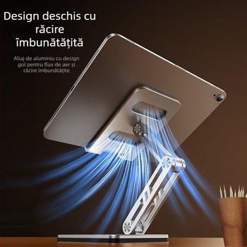 Suport pliabil pentru tabletă din aliaj de aluminiu, reglabil pe înălțime, pentru birou
