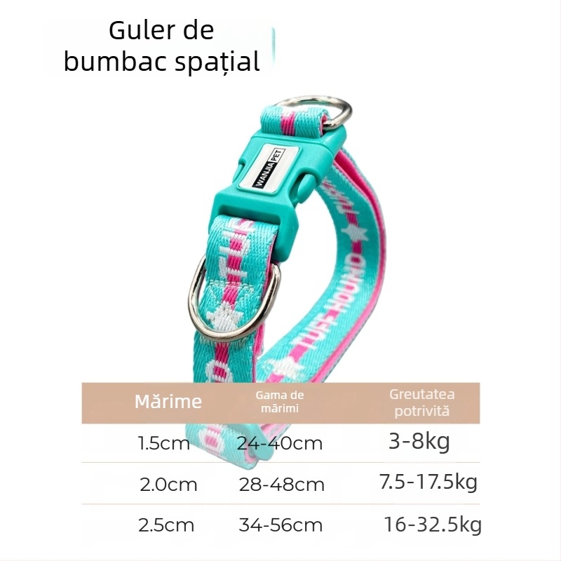 Guler de câine cu Space Cotton și nailon imitativ, căptușeală moale, potrivire universală, pentru toate sezoanele, Stil INS