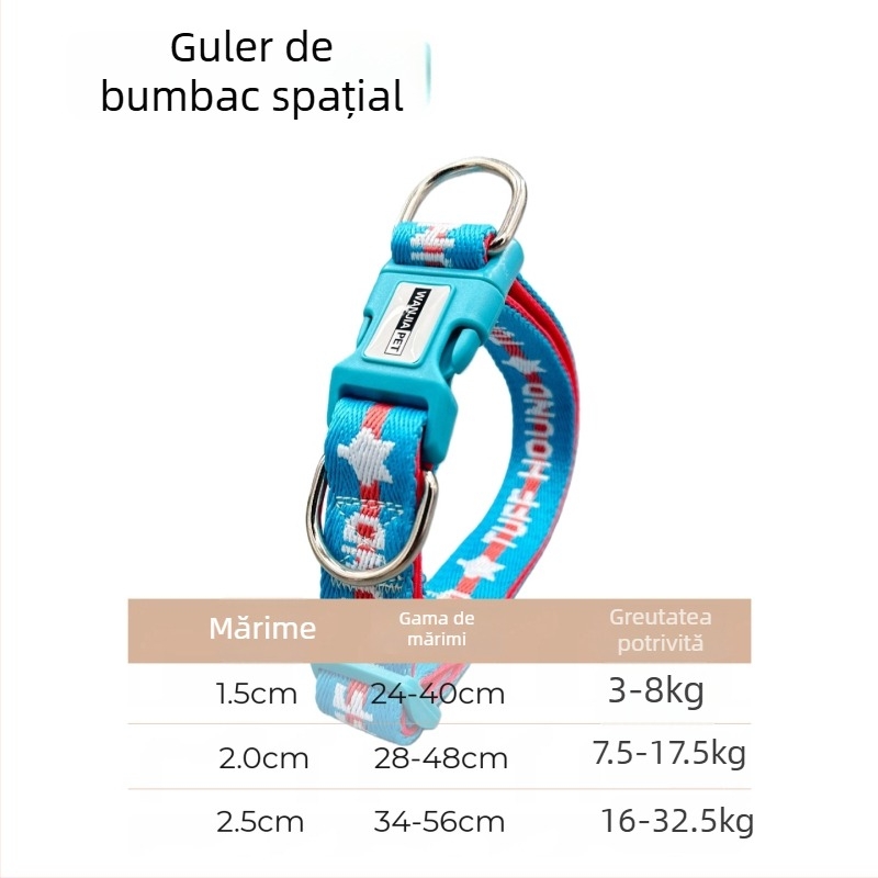 Guler de câine cu Space Cotton și nailon imitativ, căptușeală moale, potrivire universală, pentru toate sezoanele, Stil INS