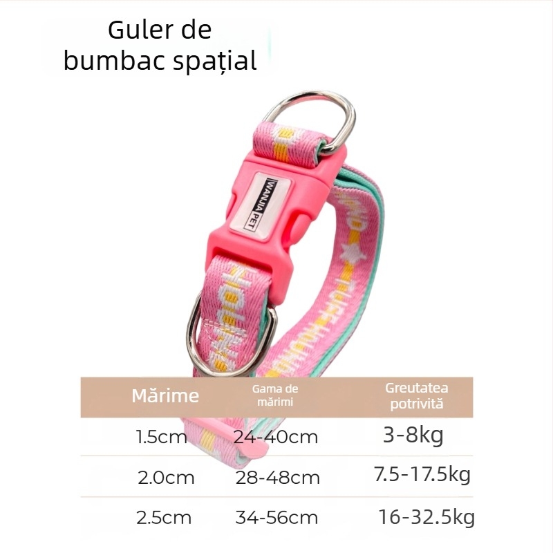 Guler de câine cu Space Cotton și nailon imitativ, căptușeală moale, potrivire universală, pentru toate sezoanele, Stil INS